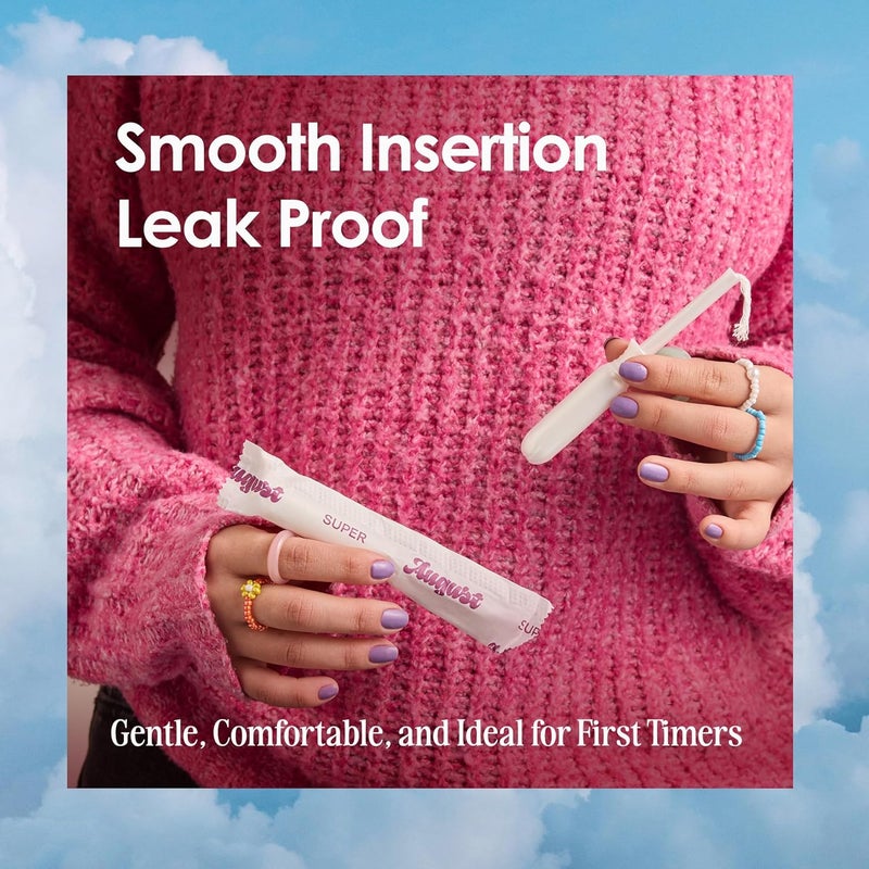 August Light Tampons - 72-Pack 100% Organic Cotton Tampons for Women and Anyone Who Menstruates, Non-Toxic, Fragrance-Free, and Hypoallergenic with Long Applicators (3 Boxes of 24) - Image 5